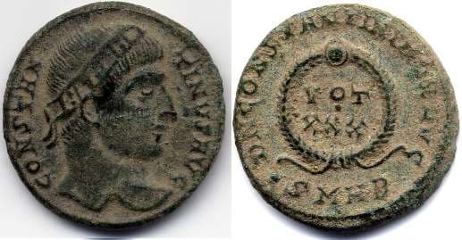 Heraclea RIC VII 90, B Constantine I AE follis