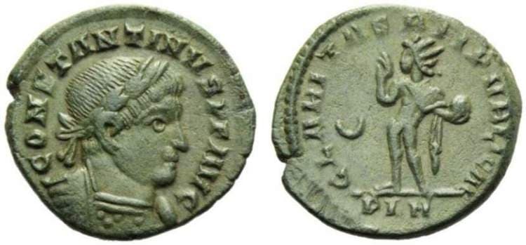 London RIC VII 125 Constantine I, AE follis, London, 318 AD