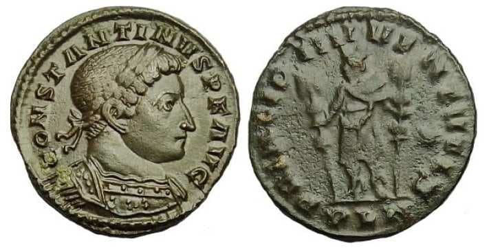 London RIC VI 215 var Constantine I, AE follis of London, 23mm, 4