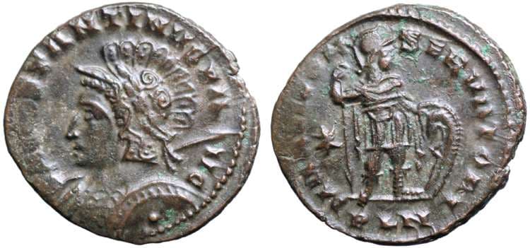 London RIV VI 258 var Constantine I AE Follis