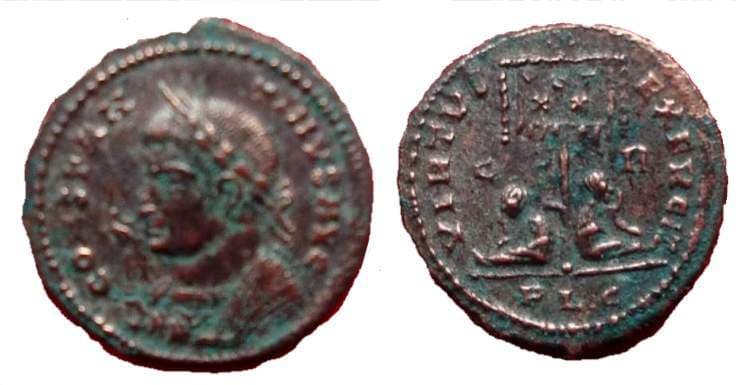 Lyons RIC VII 115 var Constantine I, AE follis, Lyons