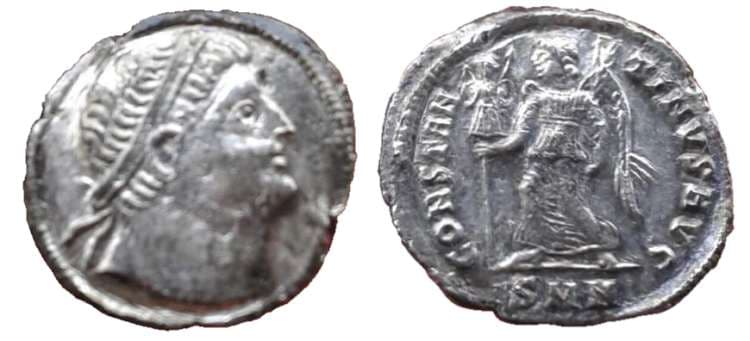 Nicomedia RIC VII 140 var Constantine, AR siliqua, Nicomedia