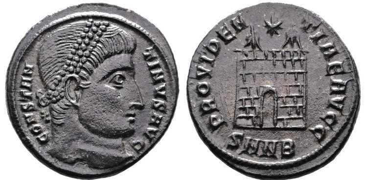 Nicomedia RIC VII 153, B Constantine AE follis