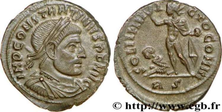 Rome RIC VII 52 var 3 Constantine I, AE follis, Rome, 316-317 AD