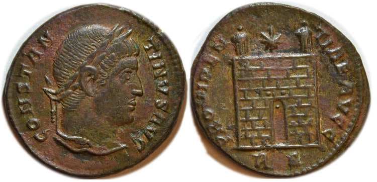Rome RIC VII 264,S Constantine AE follis, Rome, AD 324-325