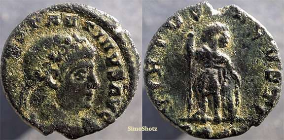 Rome RIC VII 405 var Constantine I, AE4, 14mm of Rome, half-follis