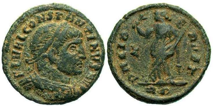 Rome RIC VI 356 var Constantine I, AE half follis, Rome