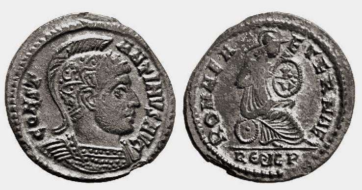 Rome RIC VII 194, P Constantine AE follis Follis