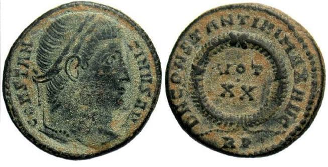 Rome RIC VII 237, P Constantine AE follis