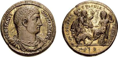 Rome RIC VII 279 Constantine AE 40mm Gilted Medallion