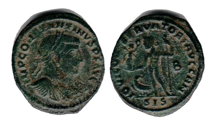 Siscia RIC VI 234c, B Constantine I, AE follis of Siscia