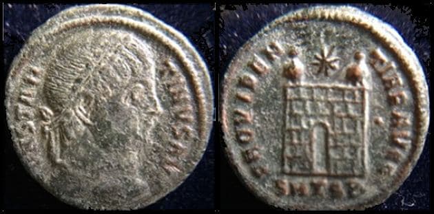 Thessalonica RIC VII 153, B Constantine I, AE follis, Thessalonica, AD 326-328