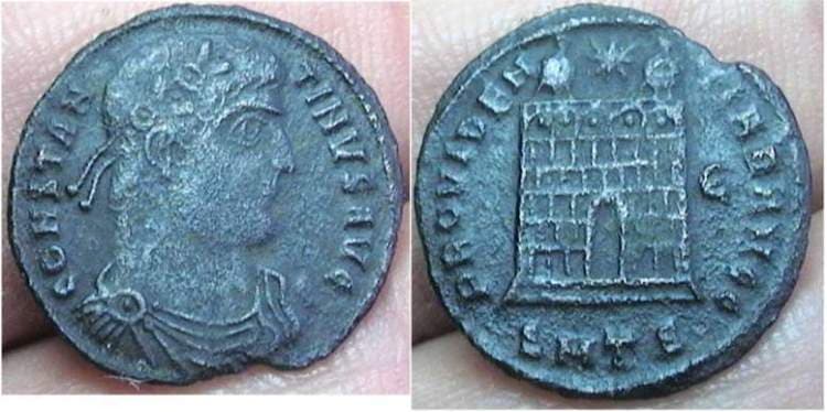Thessalonica RIC VII 169, E Constantine I, AE follis, Thessalonica