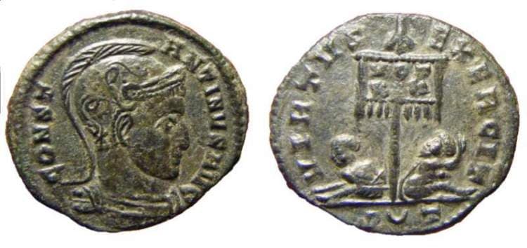 Ticinum RIC VII 122 var Constantine, AE follis, Ticinum mint