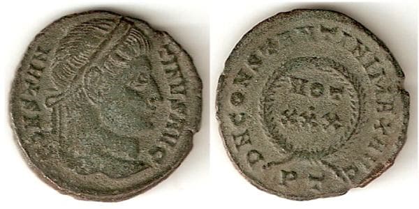 Ticinum RIC VII 174var Constantine I, AE follis, Ticinum
