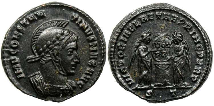 Ticinum RIC VII 82,S Constantine I AE Follis