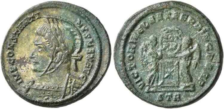 Trier RIC VII 214 S, star Constantine I, AE follis, Trier