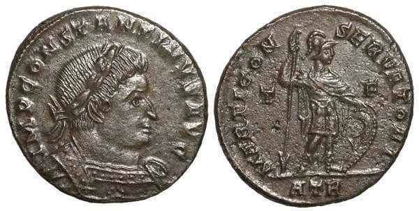 Trier RIC VII 111 Constantine I, Trier, AE follis, IMP CONSTANTINVS AVG , Laureate, cuirassed bust right