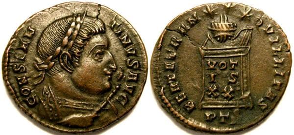 Trier RIC VII 305 var Constantine AE follis