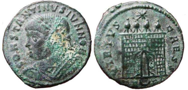 Arles RIC VII 294 Constantine II, Arles, AE 3, 325-326 AD, 19mm; 2