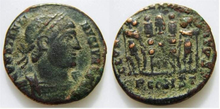 Arles RIC VII 388, P Constantine II AE follis of Arles