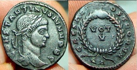 Arles RIC VII 232 var Bicester OP31 Constantine II AE4
