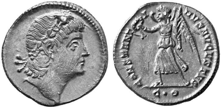 Constantinople RIC VIII 16, Θ Constantine II, AR Siliqua, Constantinople, 19mm