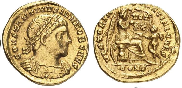 Constantinople RIC VII 119 Constantine II, AV multiple of 9 siliquae