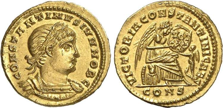 Constantinople RIC VII 120 Constantine II, AV multiple of 9 siliquae