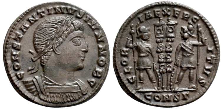 Constantinople RIC VII 60, Γ Constantine II as Caesar AE3