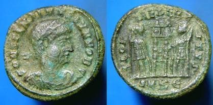 Cyzicus RIC VII 80, E Constantine II AE follis