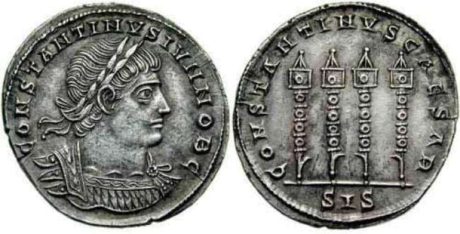 Siscia ERIC 177 Constantine II, AR Miliarense, Siscia, 5