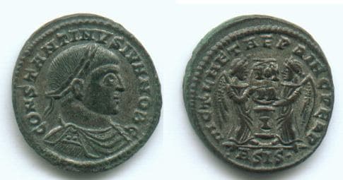 Siscia RIC VII 99 Constantine II Silvered AE3