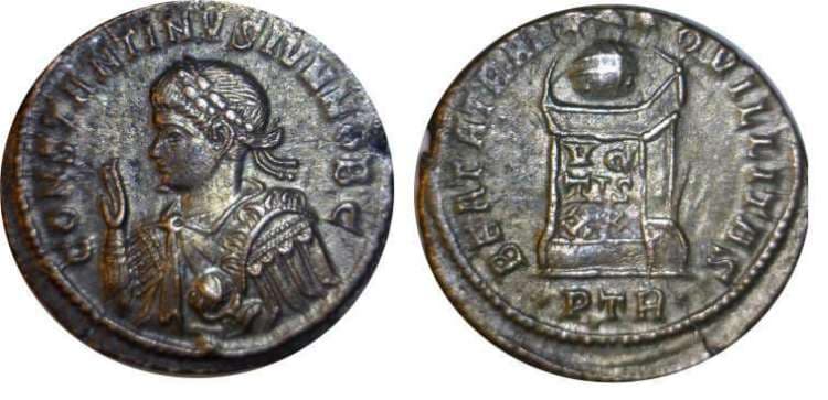 Trier RIC VII 422 var Constantine II, AE follis of Trier