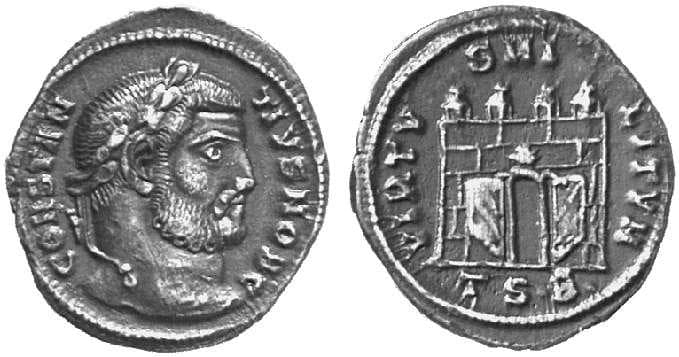 Thessalonica RIC VI 12a Constantius I, AR argenteus, 21mm, 3