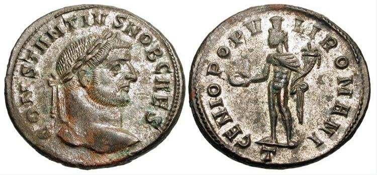 Ticinium RIC VI 24a Constantius I, AE Follis, Ticinum