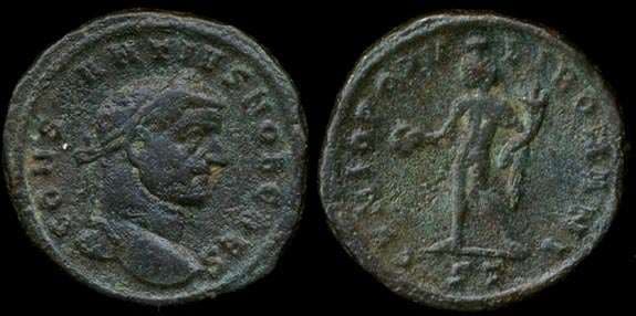 Ticinum RIC VI 30a, S Constantius I, AE follis of Ticinum
