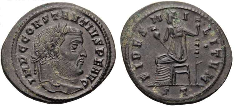 Ticinum RIC VI 59a, S Constantius I AE Follis