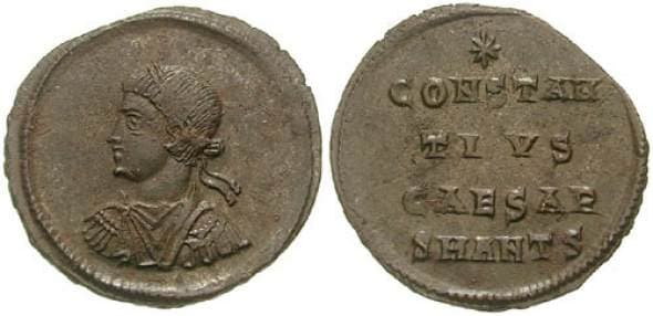 Antioch RIC VII 55, S Constantius II, as Caesar, AE follis