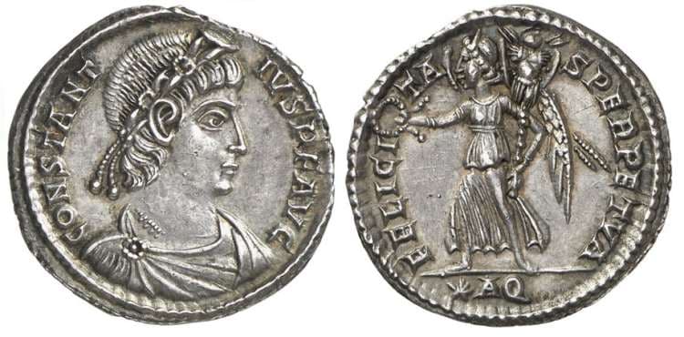 Aquileia RIC VIII 66 Constantius II, AR Siliqua
