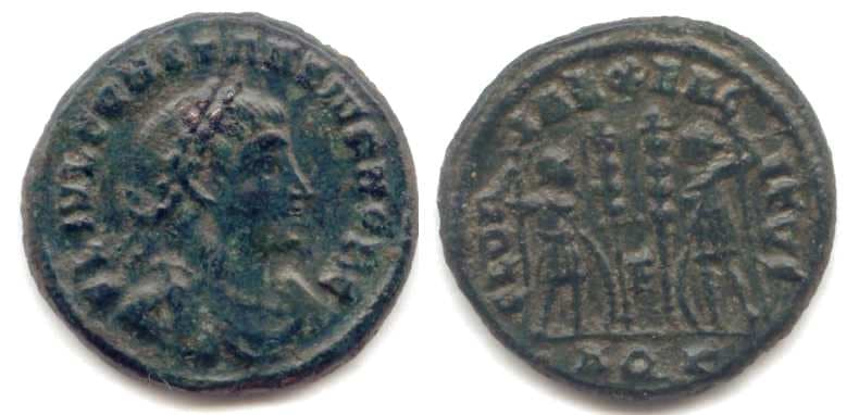 Aquileia RIC VII 133 Constantius II, as Caesar, 17mm AE follis