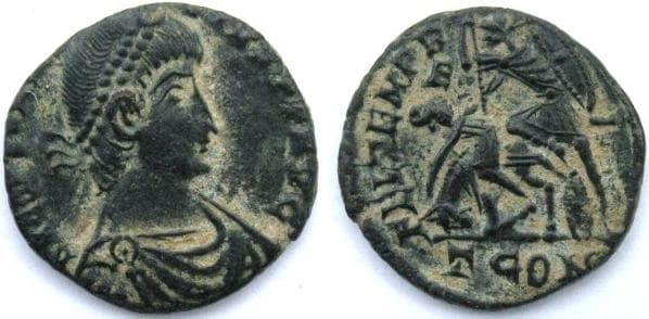 Arles RIC VIII 224 var2 Constantius II, AE of Arles