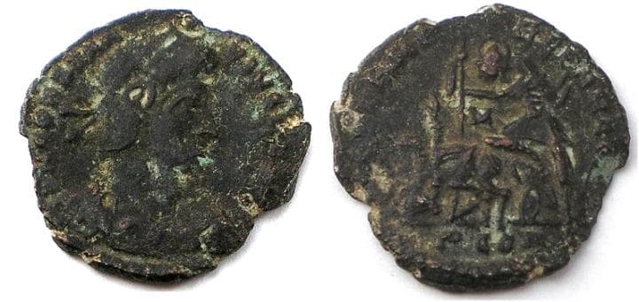 Arles RIC VIII 272 var (1) Constantius II, AE4 of Arles
