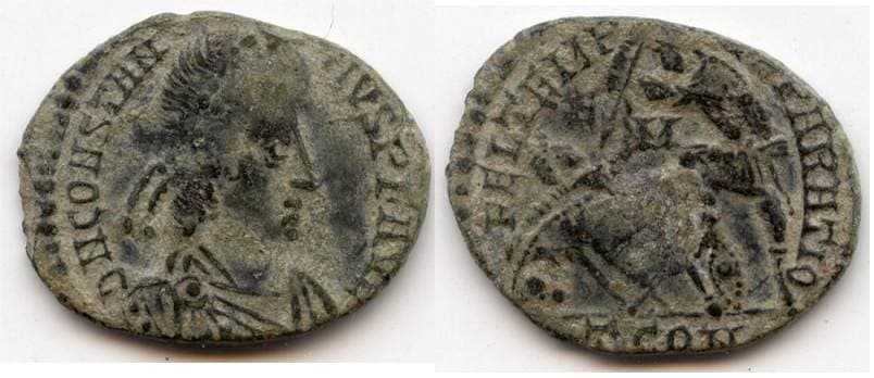 Arles RIC VIII 272 var (2) Constantius II, AE4