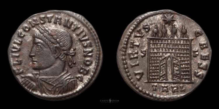 Arles RIC VII 306 var Constantius II, AE follis, Arles