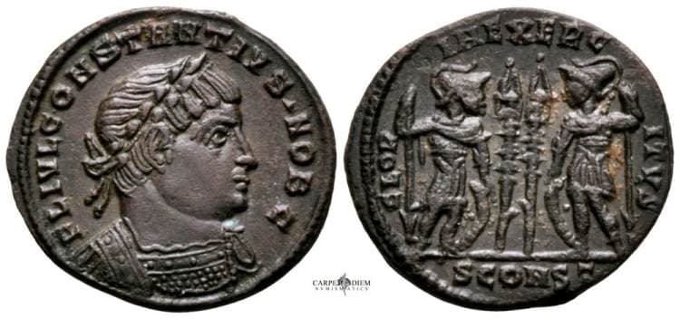 Arles RIC VII 342 var Constantius II AE follis of Arles