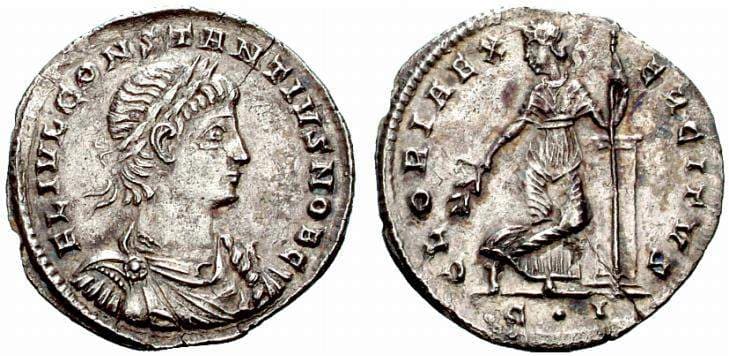 Constantinople RIC VII 134 Constantius II, AR Light Miliarensis