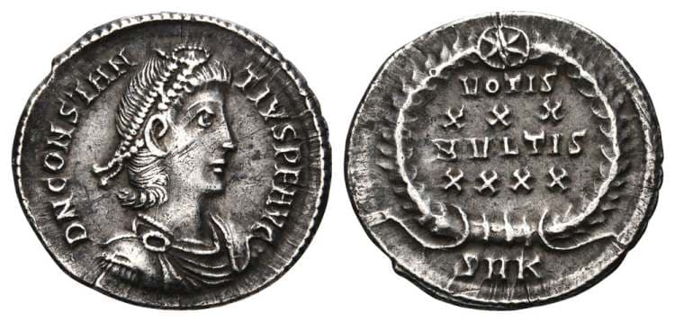 Cyzicus RIC VIII 44A Constantius II, AR siliqua, Cyzicus, struck ca AD 347-355