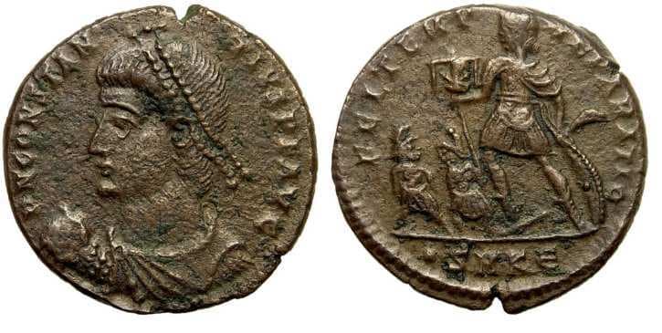 Cyzicus RIC VIII 70 var, E Constantius II, AE follis of Cyzicus