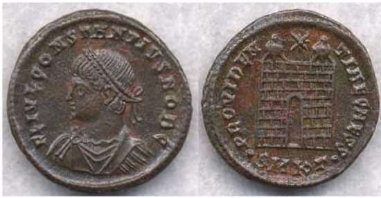 Cyzicus RIC VII 48 Constantius II, as Caesar, AE follis 18mm